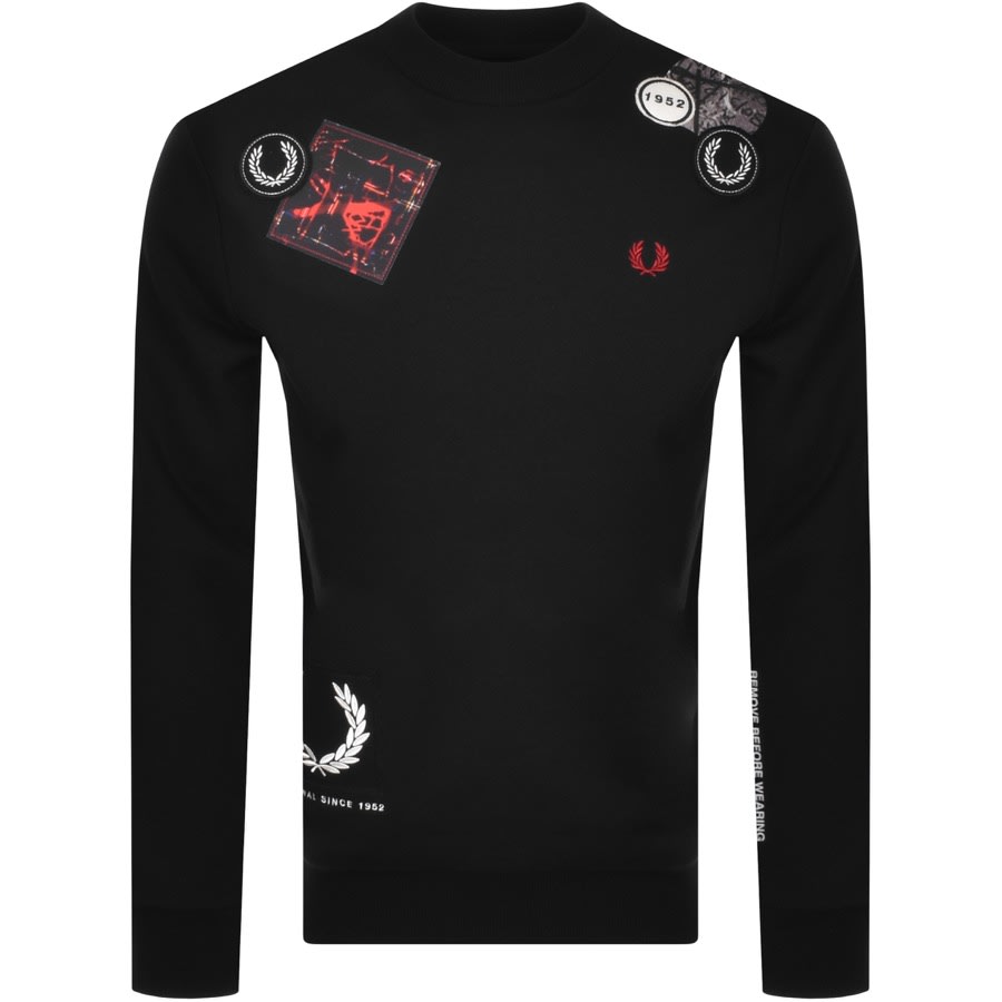 Alternative Image for ProductFred Perry Applique Crew Neck Sweatshirt Black1